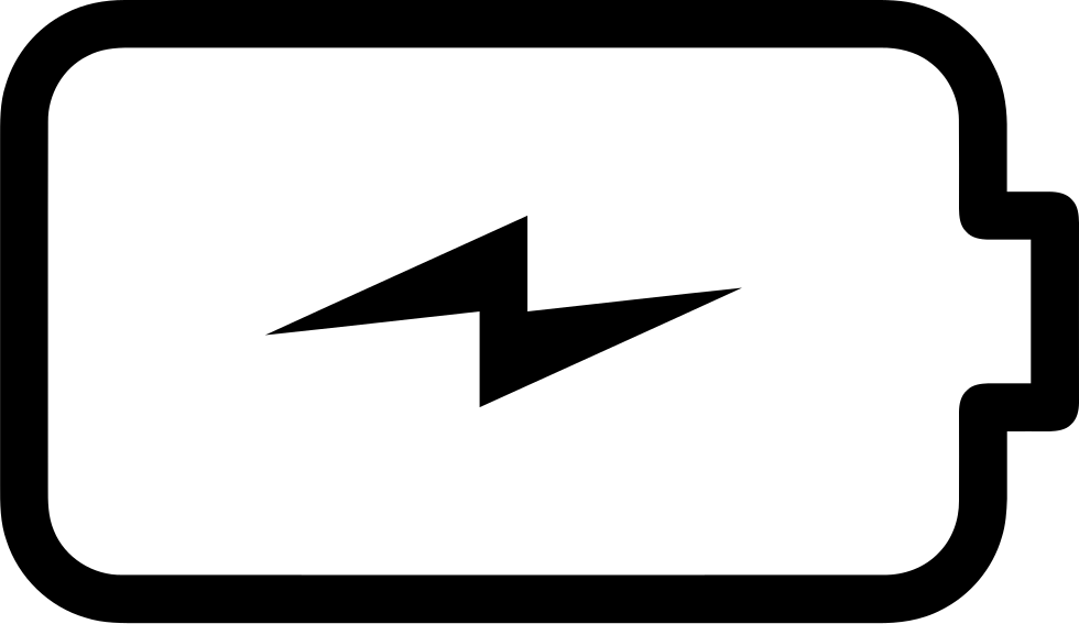 Simple Black Battery Symbol With Centered Lightning Charge Mark Battery PNG Illustration