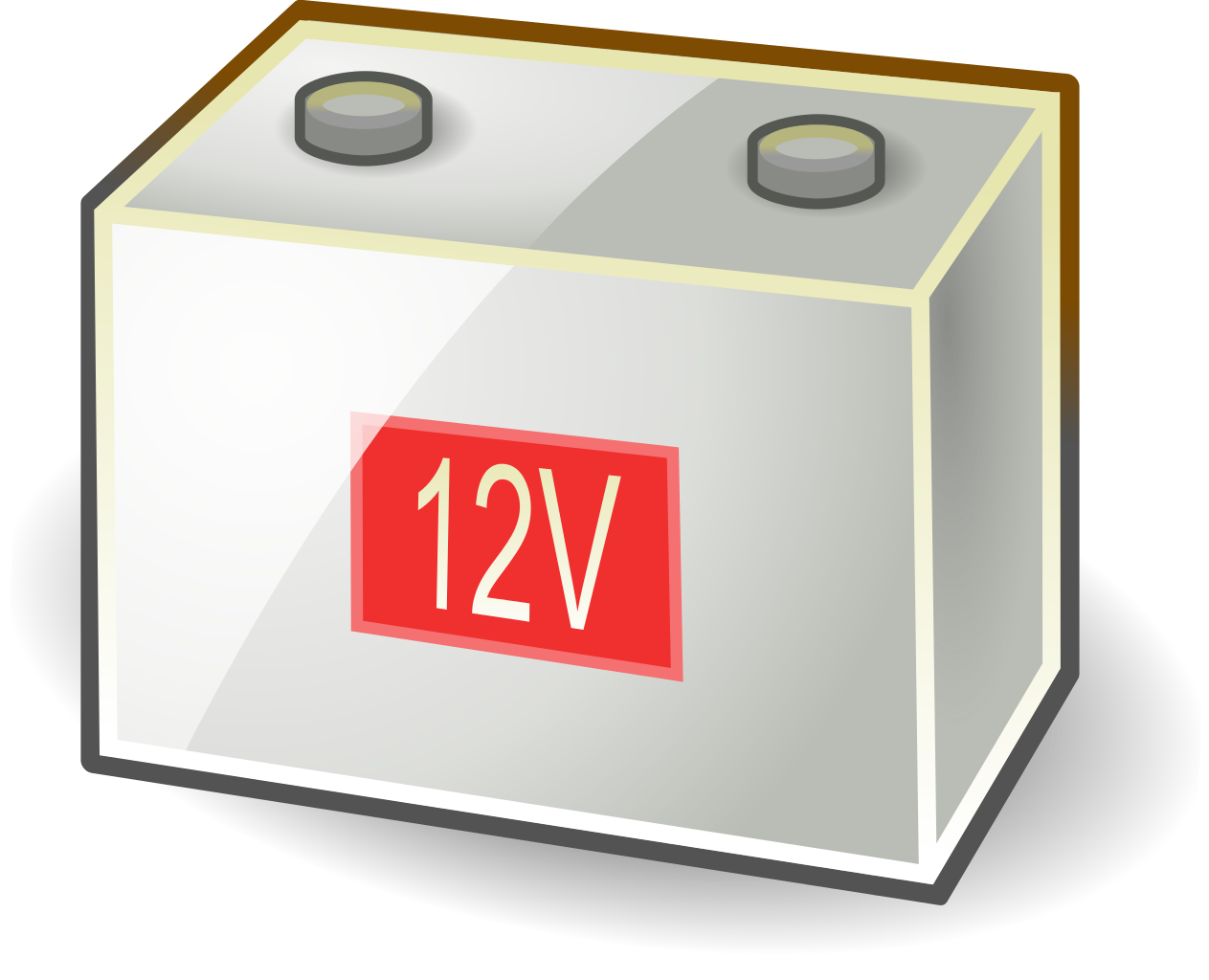 Square White Twelve Volt Battery Icon With Gray Border And Red Label Car Battery Transparent PNG