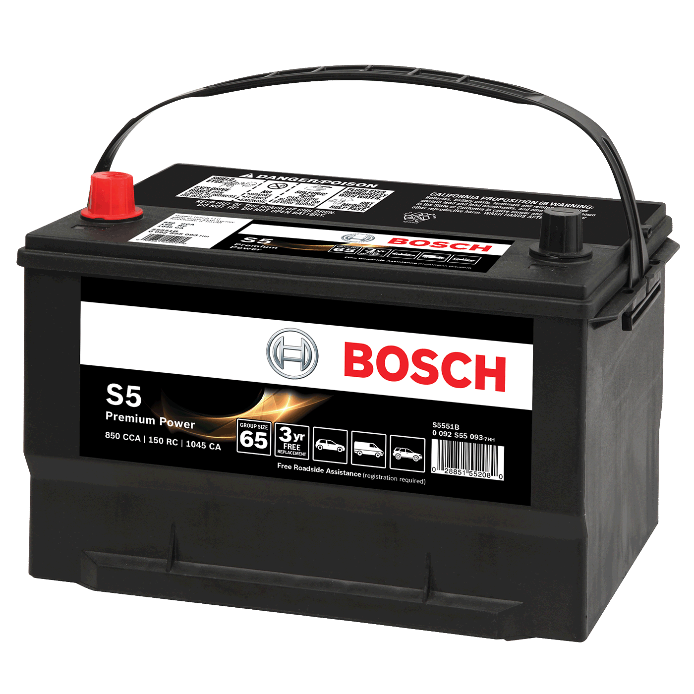 Black Bosch Battery Illustration With Red Terminal And White Logo Battery Transparent PNG