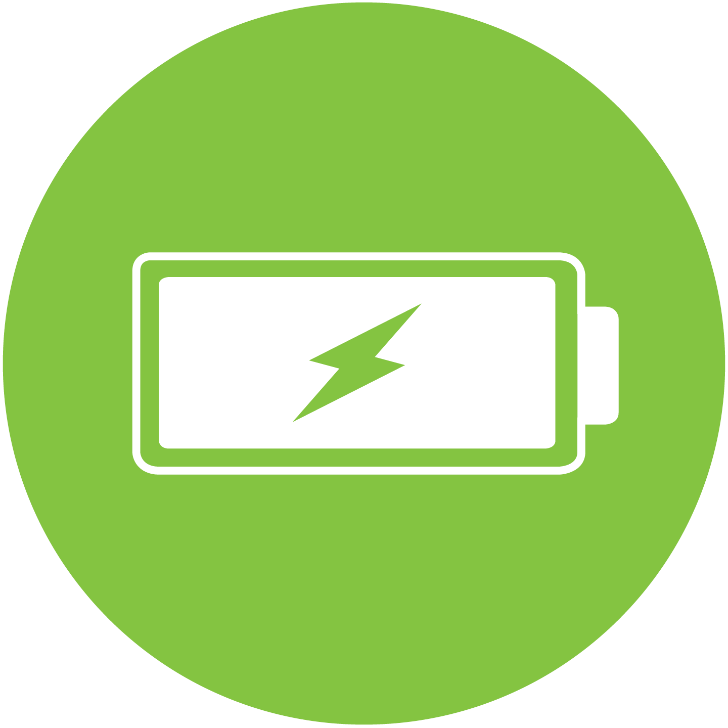 Green Circular Battery Level Icon With White Lightning Symbol Battery PNG Illustration