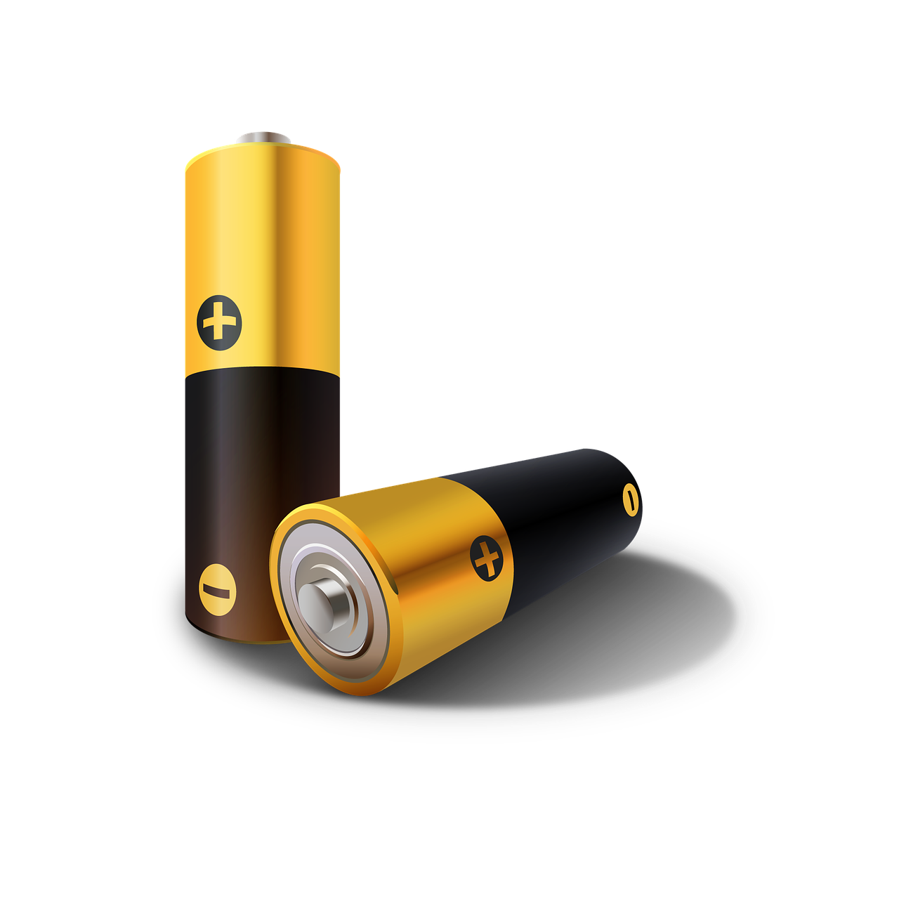 Group Of Yellow AA Batteries With Black Ends And Silver Contacts High Resolution Transparent PNG Image