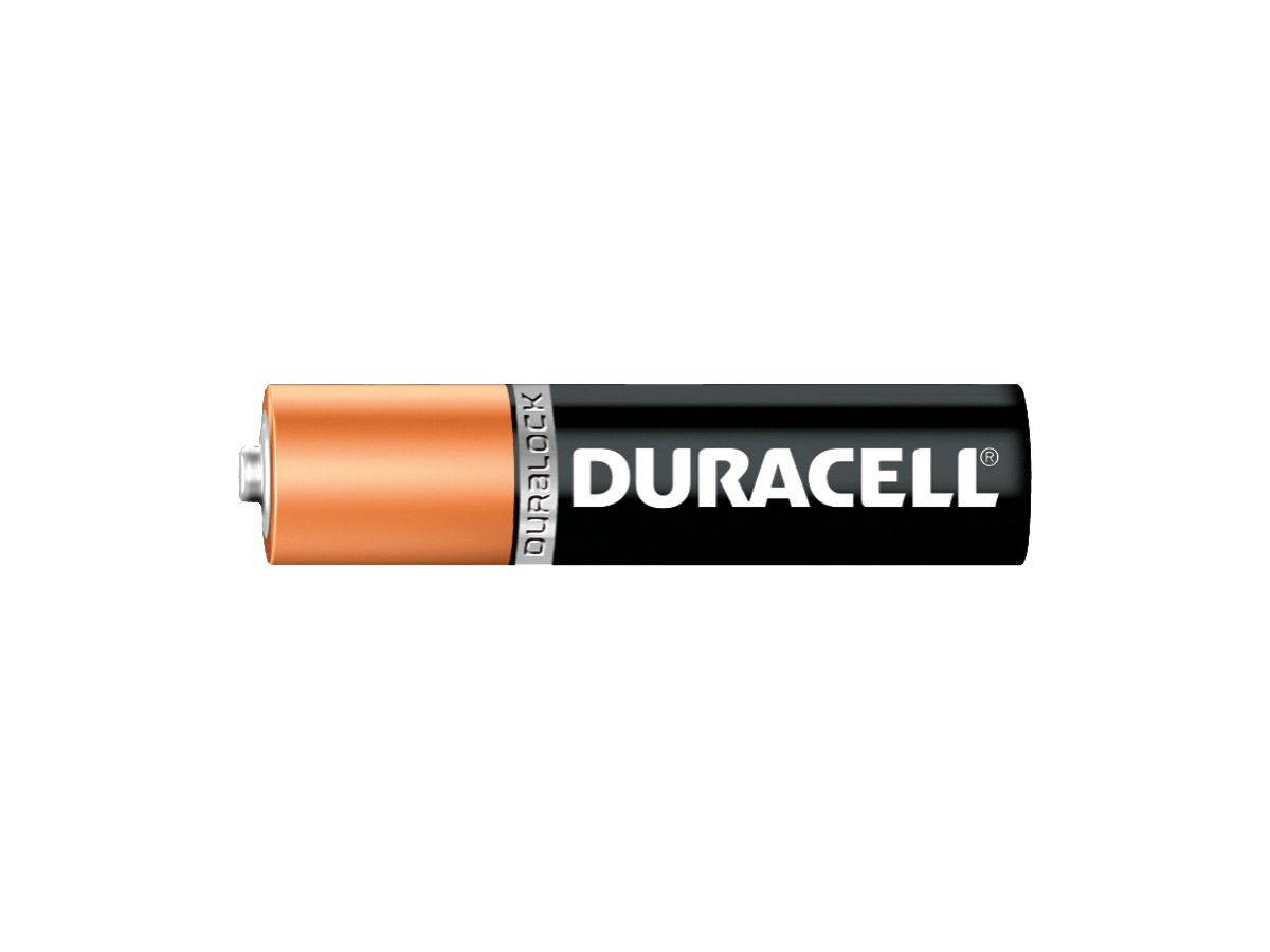 Horizontal Duracell AA Alkaline Battery With Black And Copper Finish Automotive Battery PNG Graphic