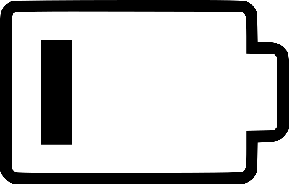 Minimal Black Empty Battery Icon With Small Terminal On Right Isolated Battery PNG Image