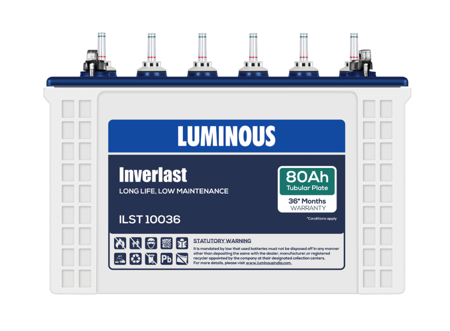 White Luminous Solar Battery With Blue Front Label And Top Terminals Transparent Background PNG Image
