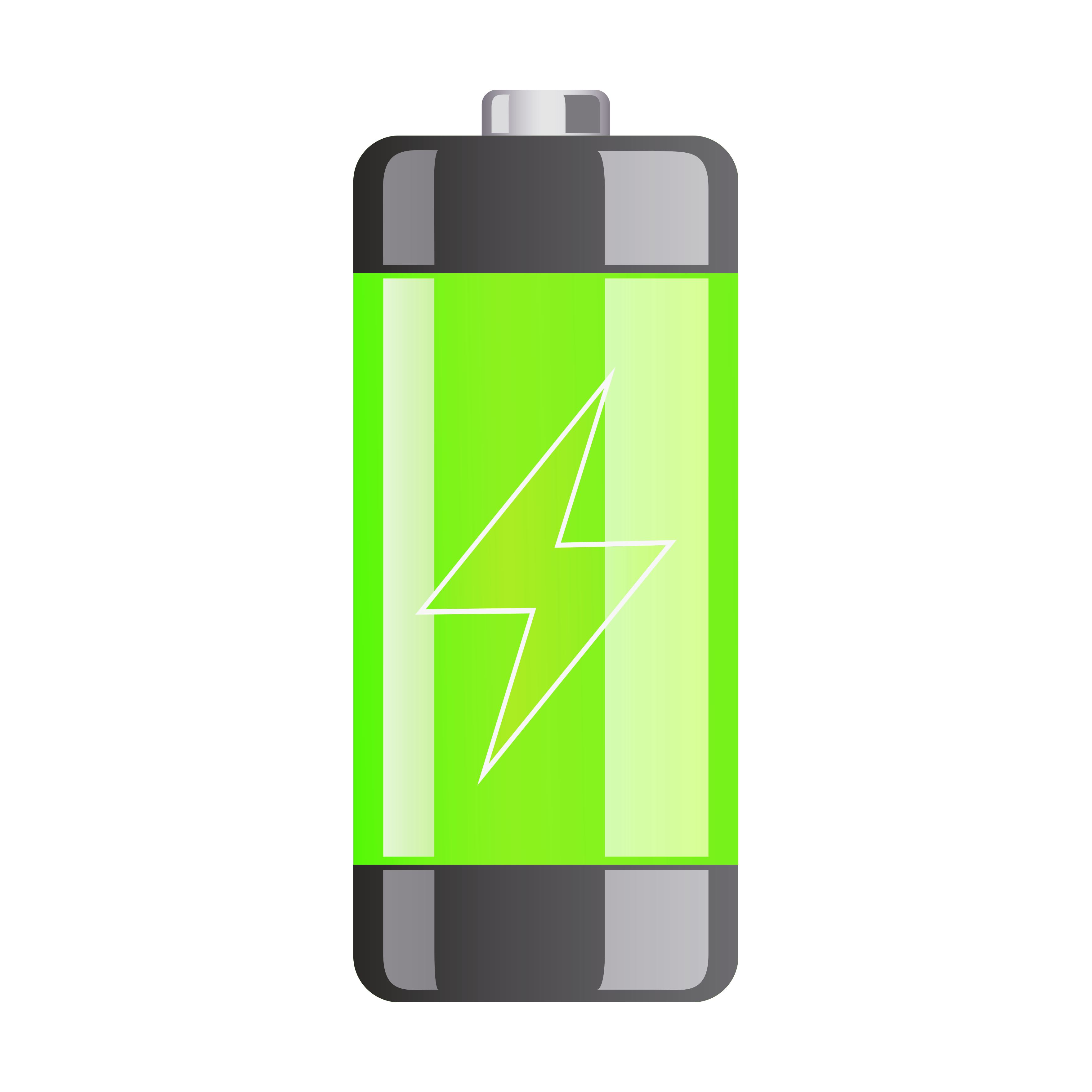 Tall Green Battery Level Graphic With White Number And Charge Symbol Isolated Battery PNG Image