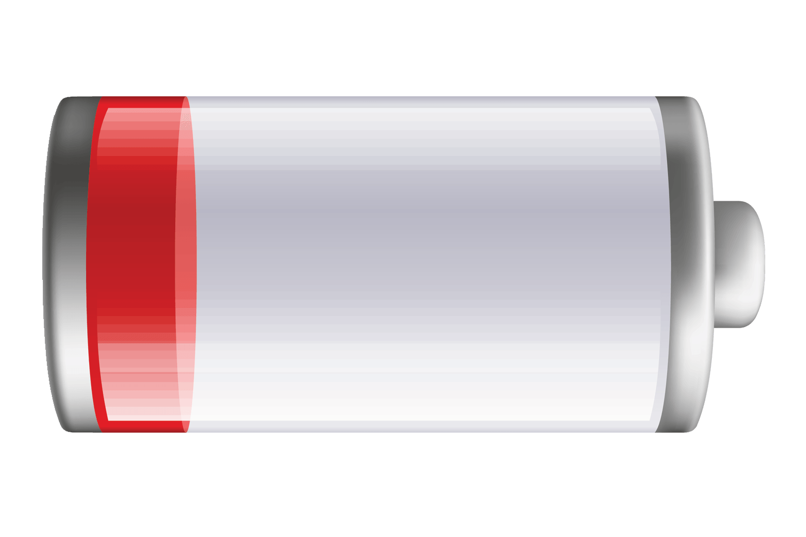 White And Red Cylindrical Alkaline Battery With Silver End Cap Automotive Battery PNG Graphic