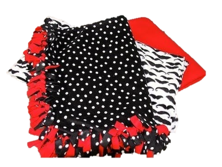 Black White And Red Patterned Patchwork Fleece Blanket With Fringe Transparent PNG Clipart