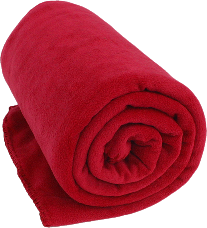 Bright Red Fleece Blanket Rolled Into A Compact Cylindrical Bundle High Resolution Transparent PNG Image