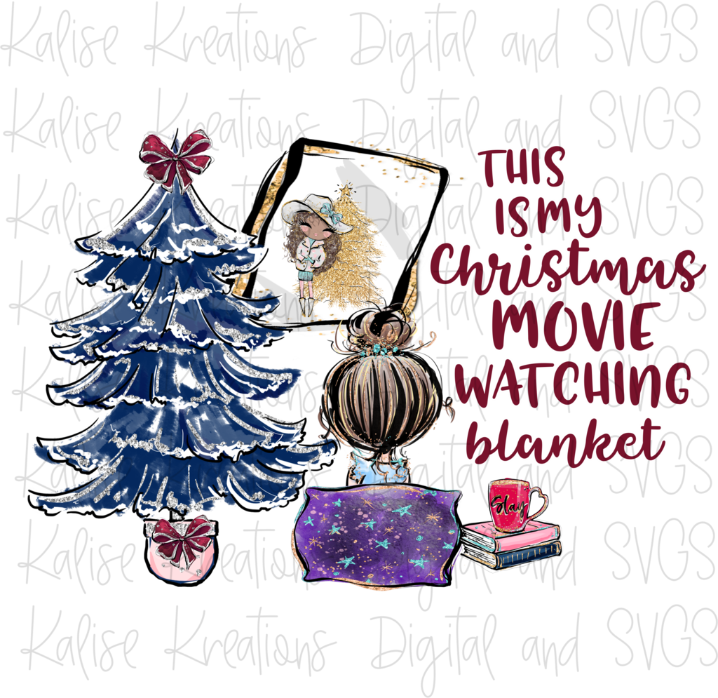 Christmas Movie Night Blanket Graphic With Festive Holiday Illustration High Resolution Transparent PNG Image