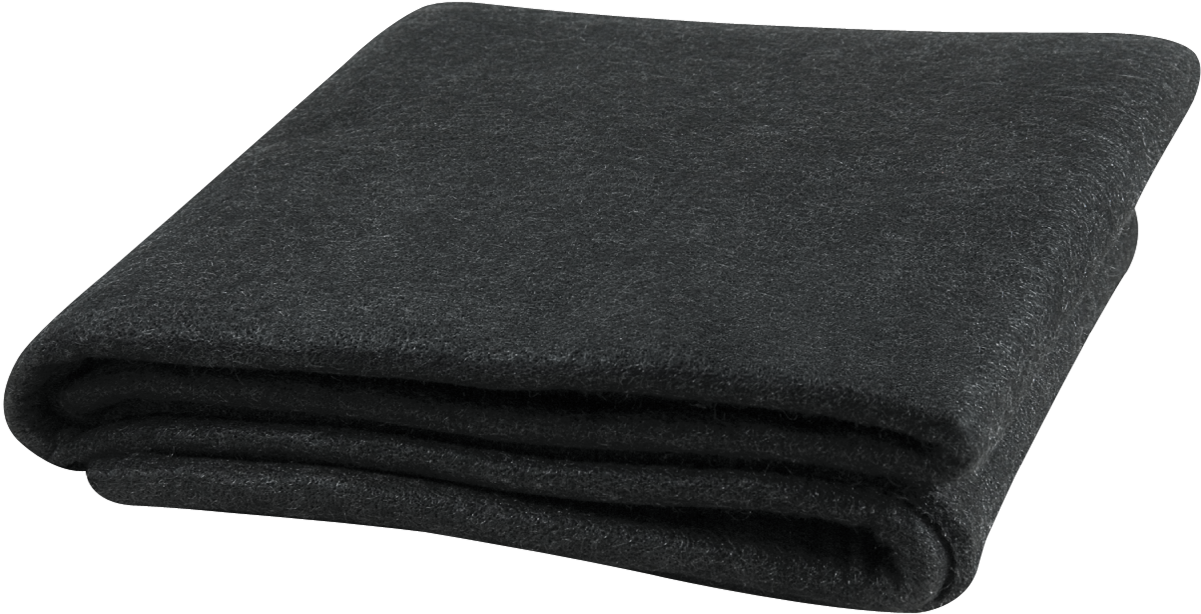 Folded Charcoal Gray Wool Blanket With Smooth Minimal Surface Transparent Background PNG Image