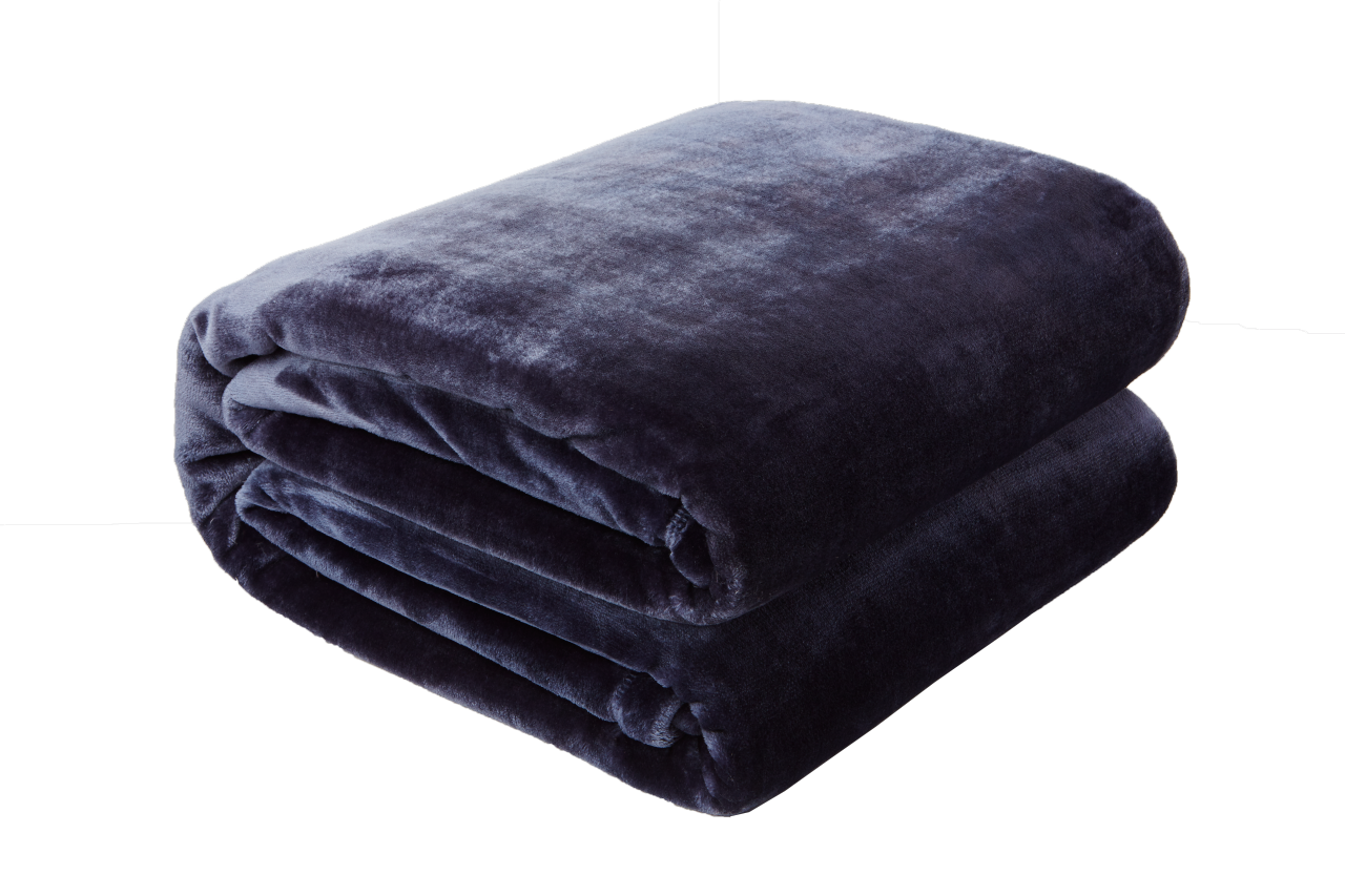 Folded Dark Navy Velvet Plush Blanket With Rich Soft Texture Transparent Background PNG Image