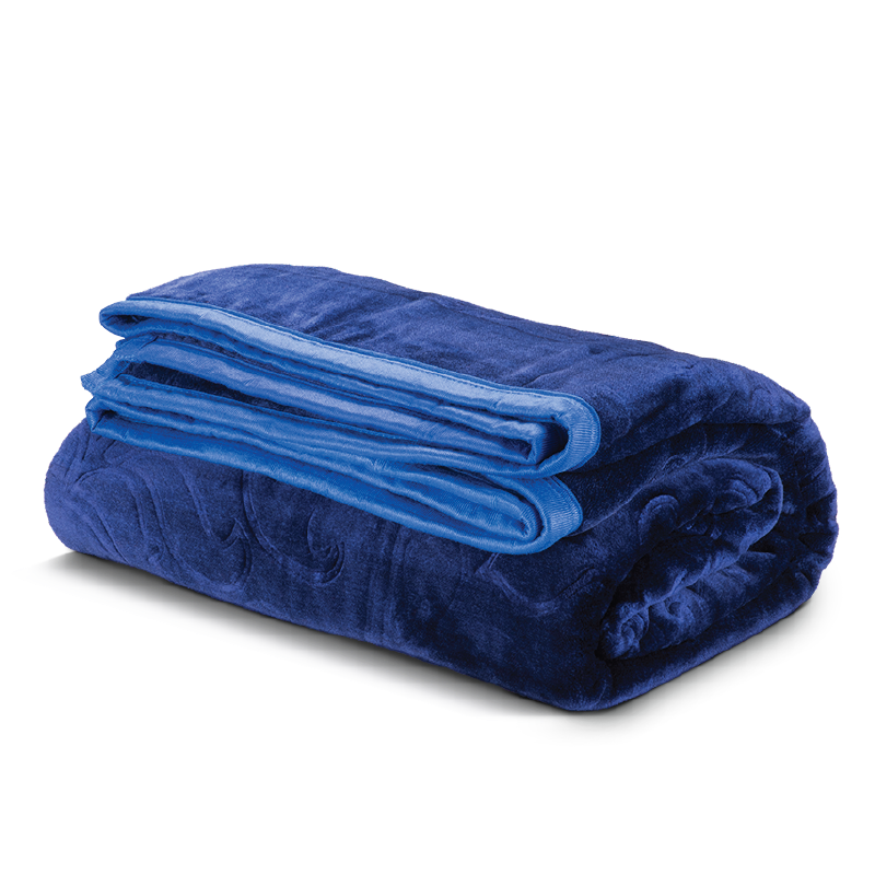 Folded Royal Blue Fleece Blanket With Thick Soft Fabric Layers Isolated Blanket PNG Image