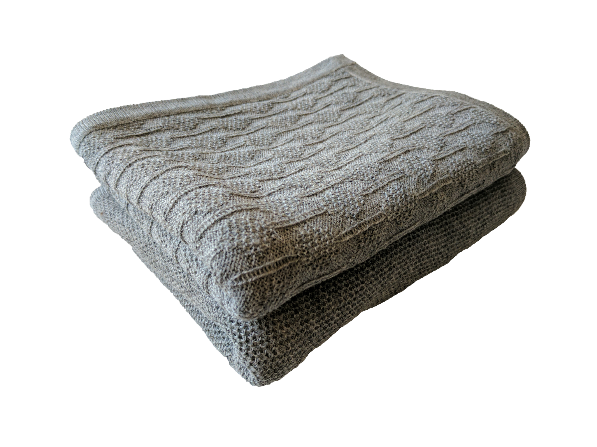 Folded Textured Gray Throw Blanket With Soft Ribbed Knit Pattern Blanket Transparent PNG