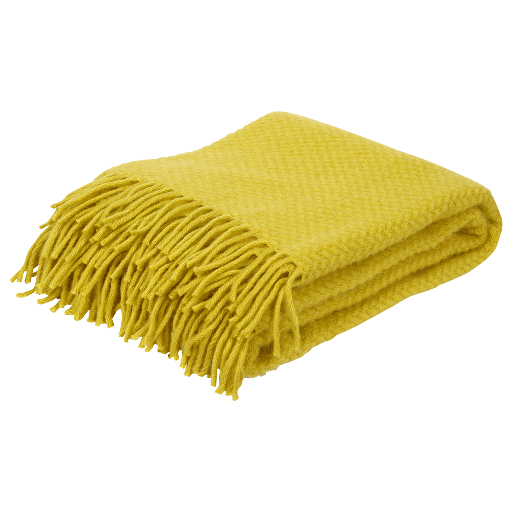 Golden Yellow Fringed Blanket With Soft Woven Throw Fabric Isolated Transparent PNG Image
