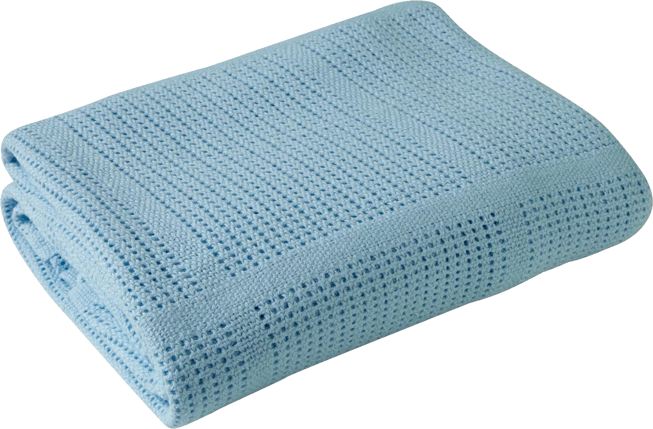 Light Blue Waffle Knit Blanket Folded In A Neat Rectangular Stack Isolated Blanket PNG Image