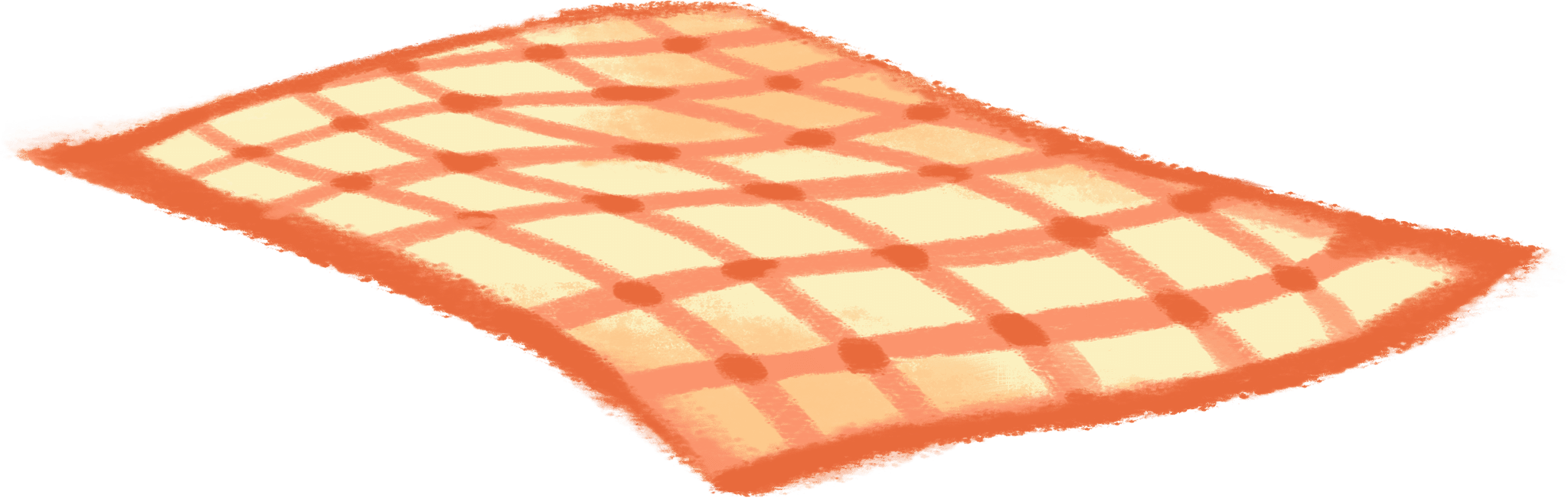 Orange Checkered Quilt Blanket Illustration With Repeating Square Pattern Bedding Blanket PNG Graphic