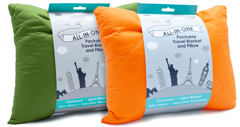 Packaged Throw Blankets In Green Orange And Blue Color Options Transparent Background PNG Image