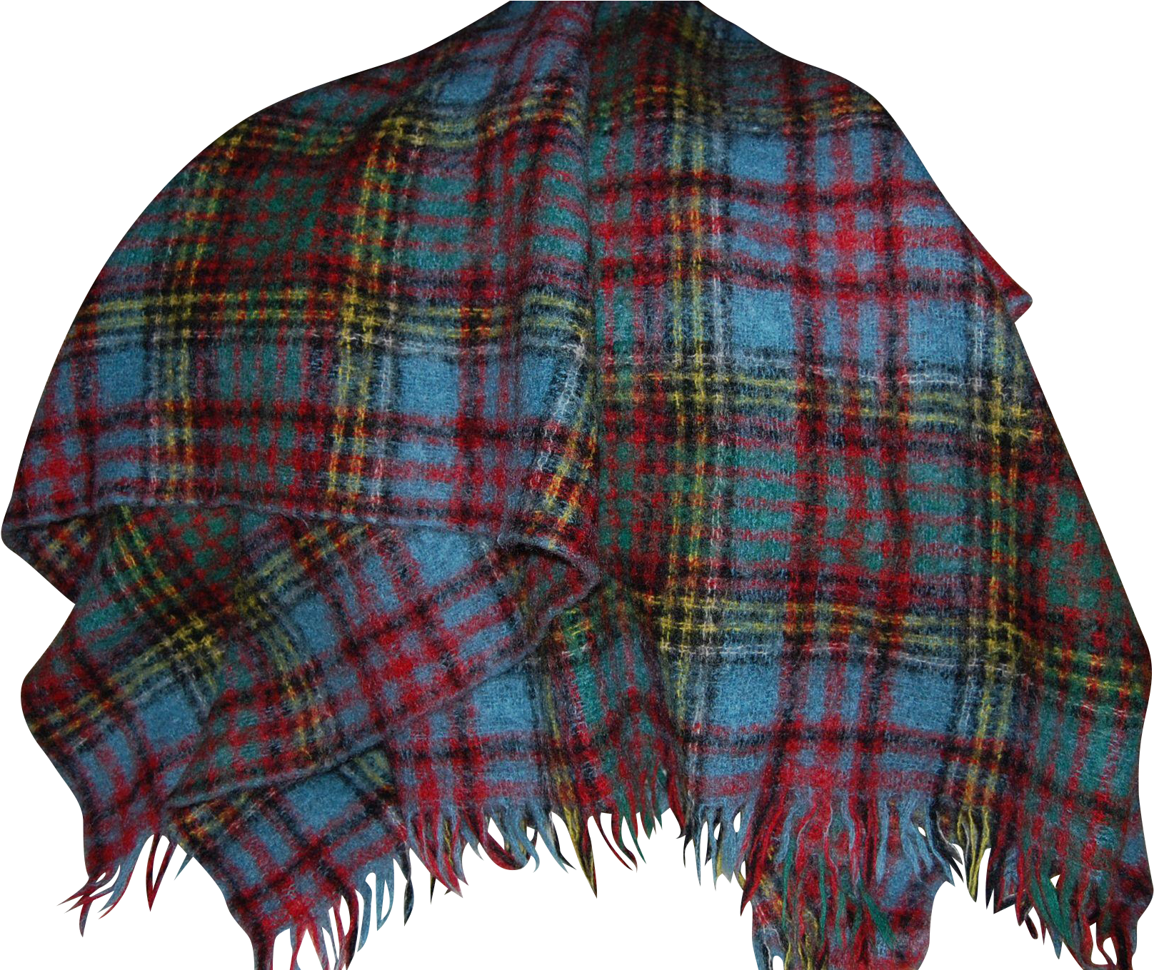 Red Green And Blue Tartan Plaid Throw Blanket With Fringed Edge Cozy Throw Transparent PNG