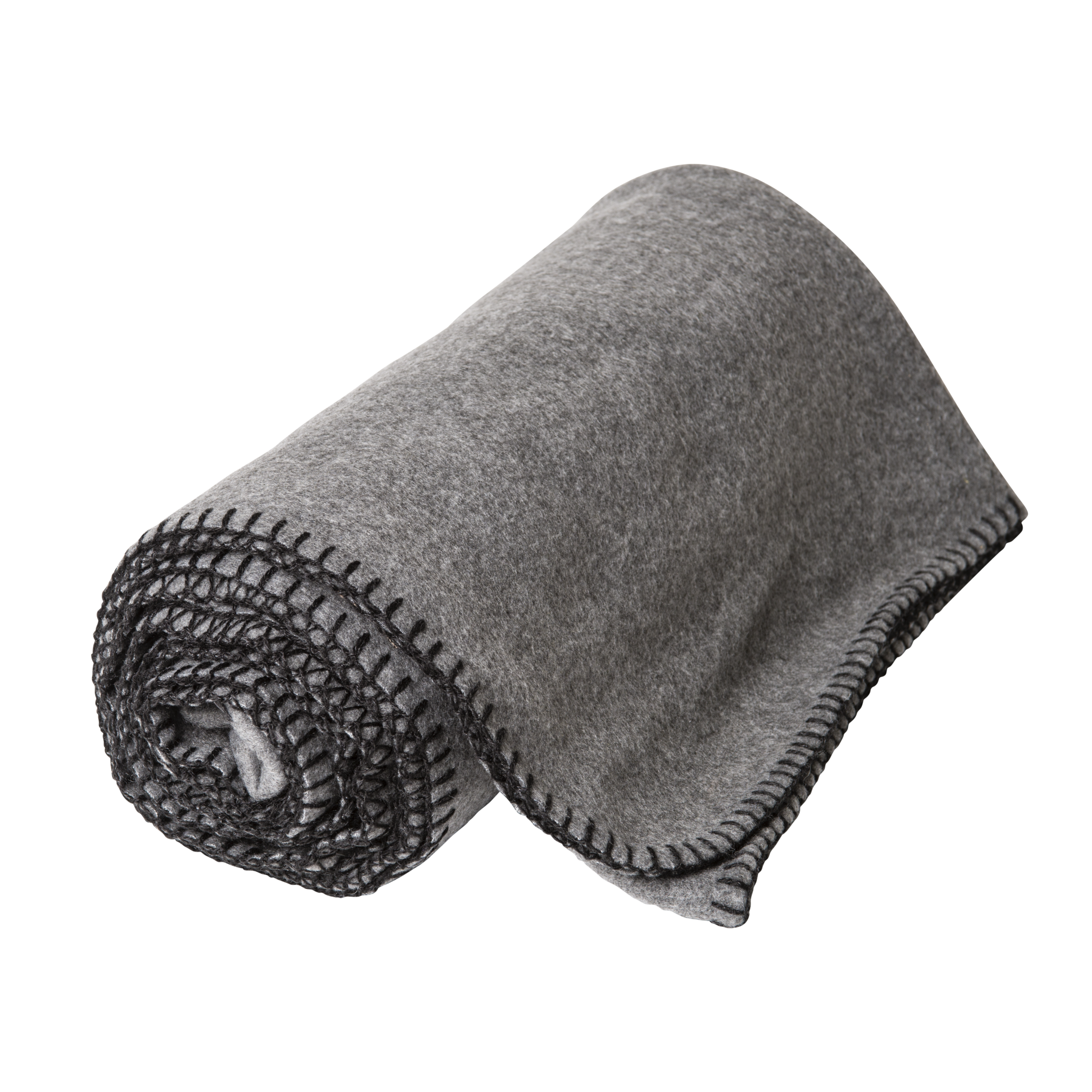 Rolled Gray Fleece Throw Blanket With Dark Soft Woven Texture Isolated Transparent PNG Image