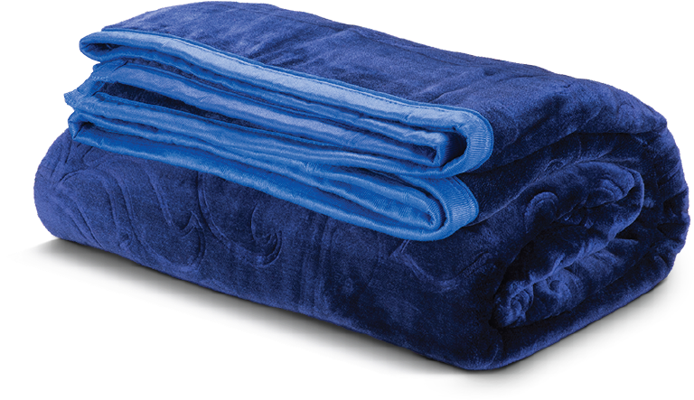 Royal Blue Velvet Plush Blanket Neatly Folded In A Thick Stack Bedding Blanket PNG Graphic
