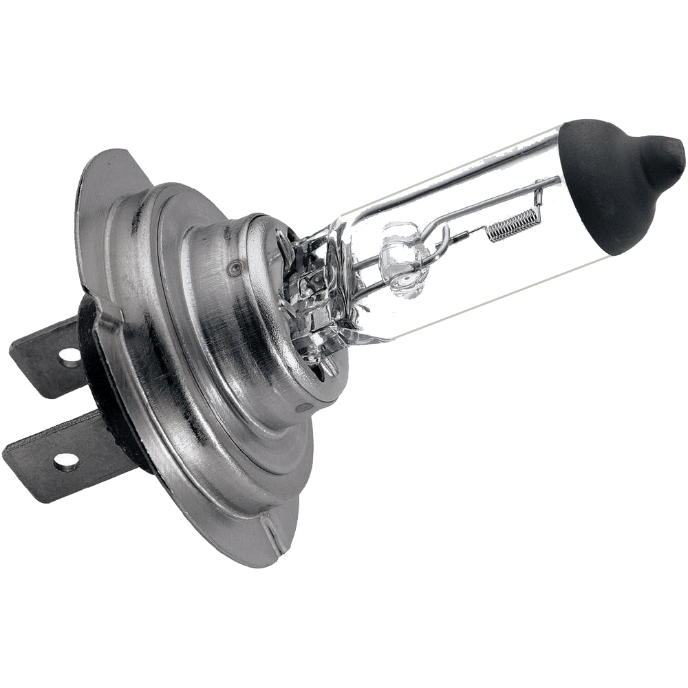 Automotive Halogen Headlight Bulb With Metal Mounting Flange Isolated Transparent PNG Image