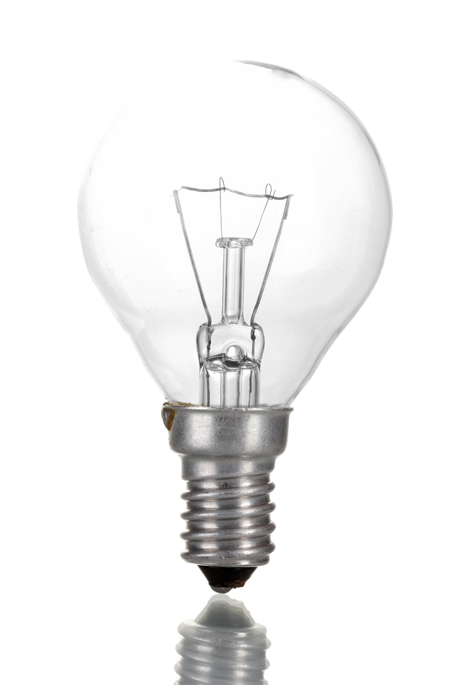 Clear Vintage Filament Bulb Standing Upright With Metal Screw Base Light Bulb PNG Illustration