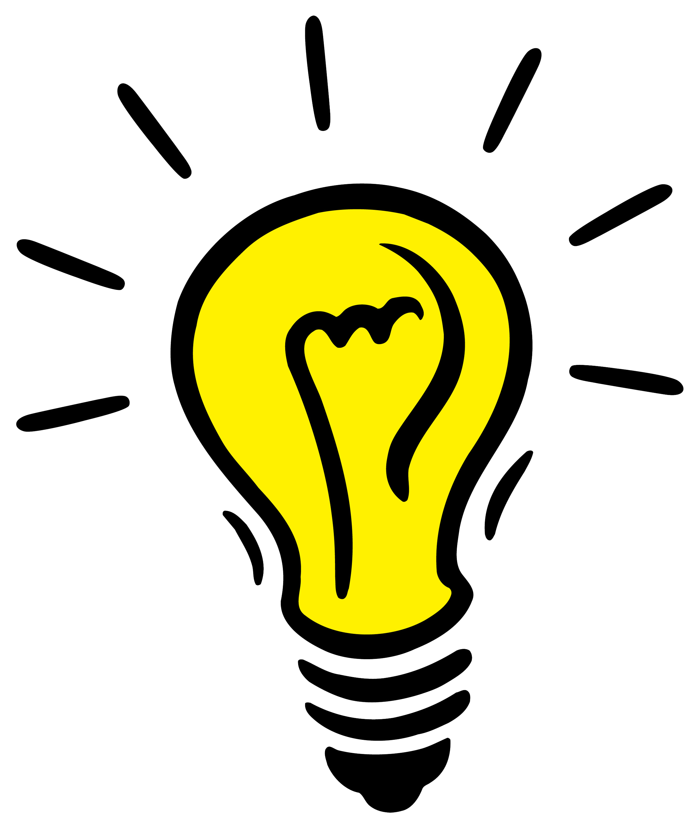 Cute Yellow Heart Shaped Light Bulb Cartoon With Radiating Rays High Resolution Transparent PNG Image