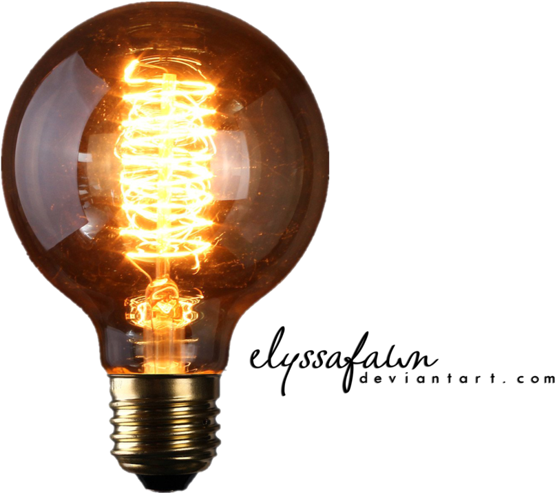 Glowing Amber Edison Light Bulb With Visible Vintage Filament Isolated Transparent PNG Image