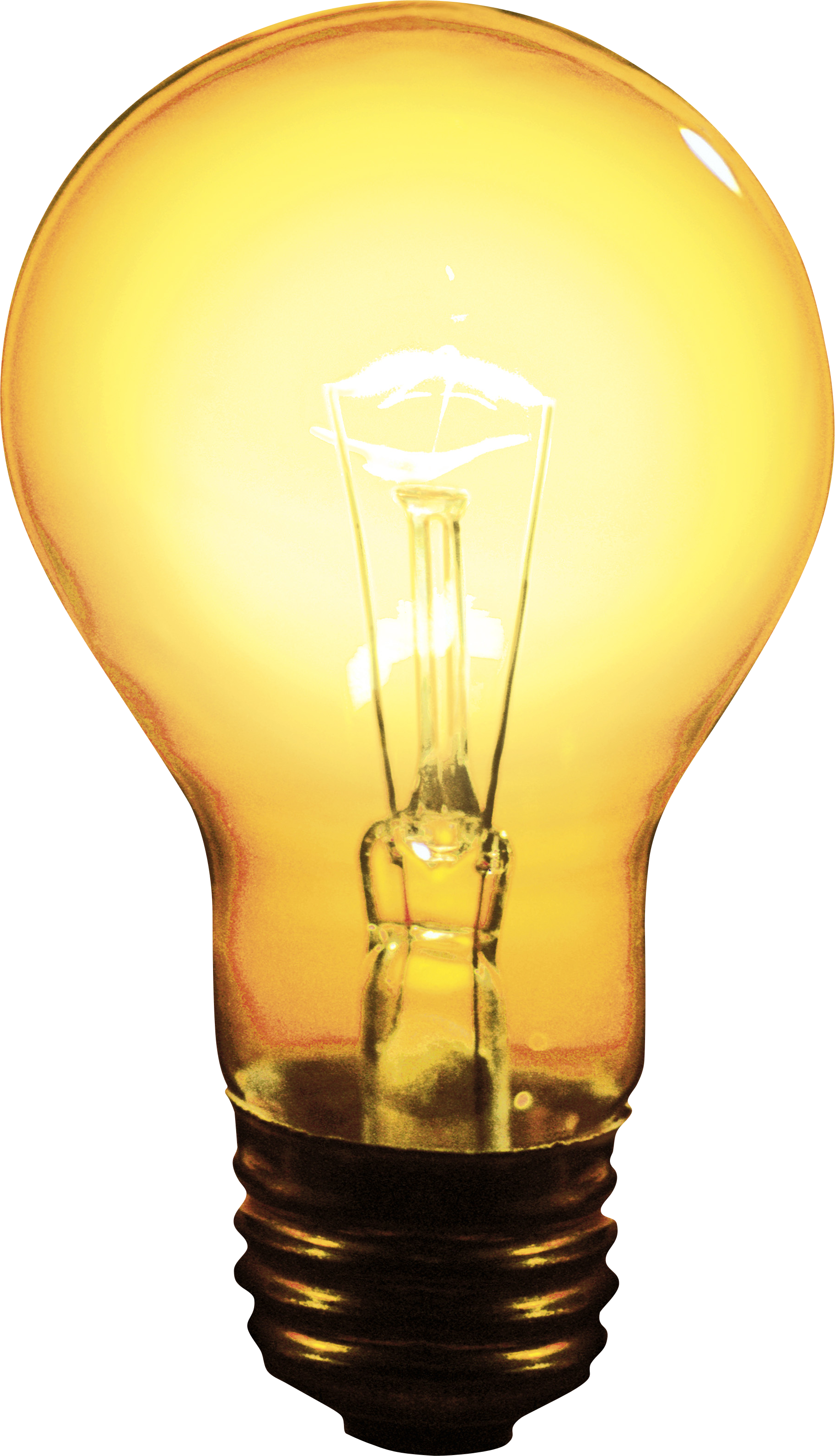 Golden Amber Glowing Light Bulb With Bright Filament And Glass Shell Isolated Bulb PNG Image
