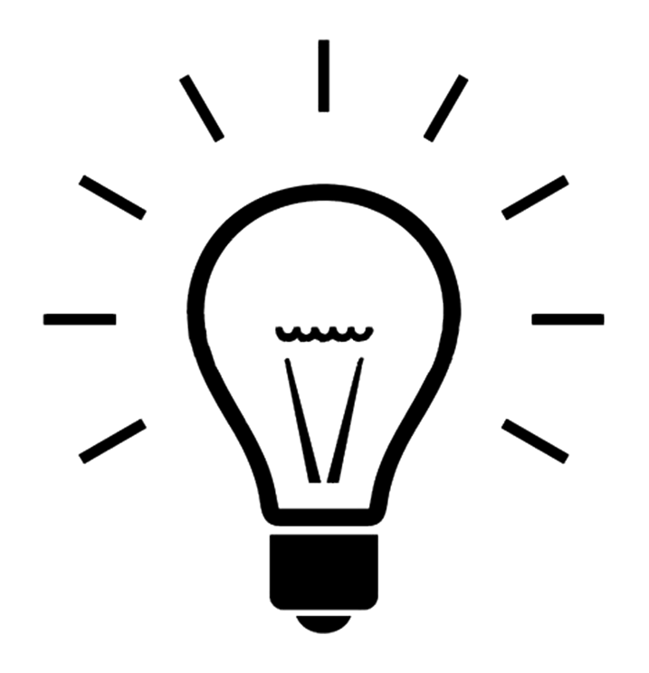 Minimal Black And White Light Bulb Icon With Radiating Rays High Resolution Transparent PNG Image