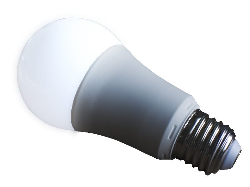 White And Gray LED Bulb With Rounded Diffuser And Silver Base Lamp And Lighting Transparent PNG