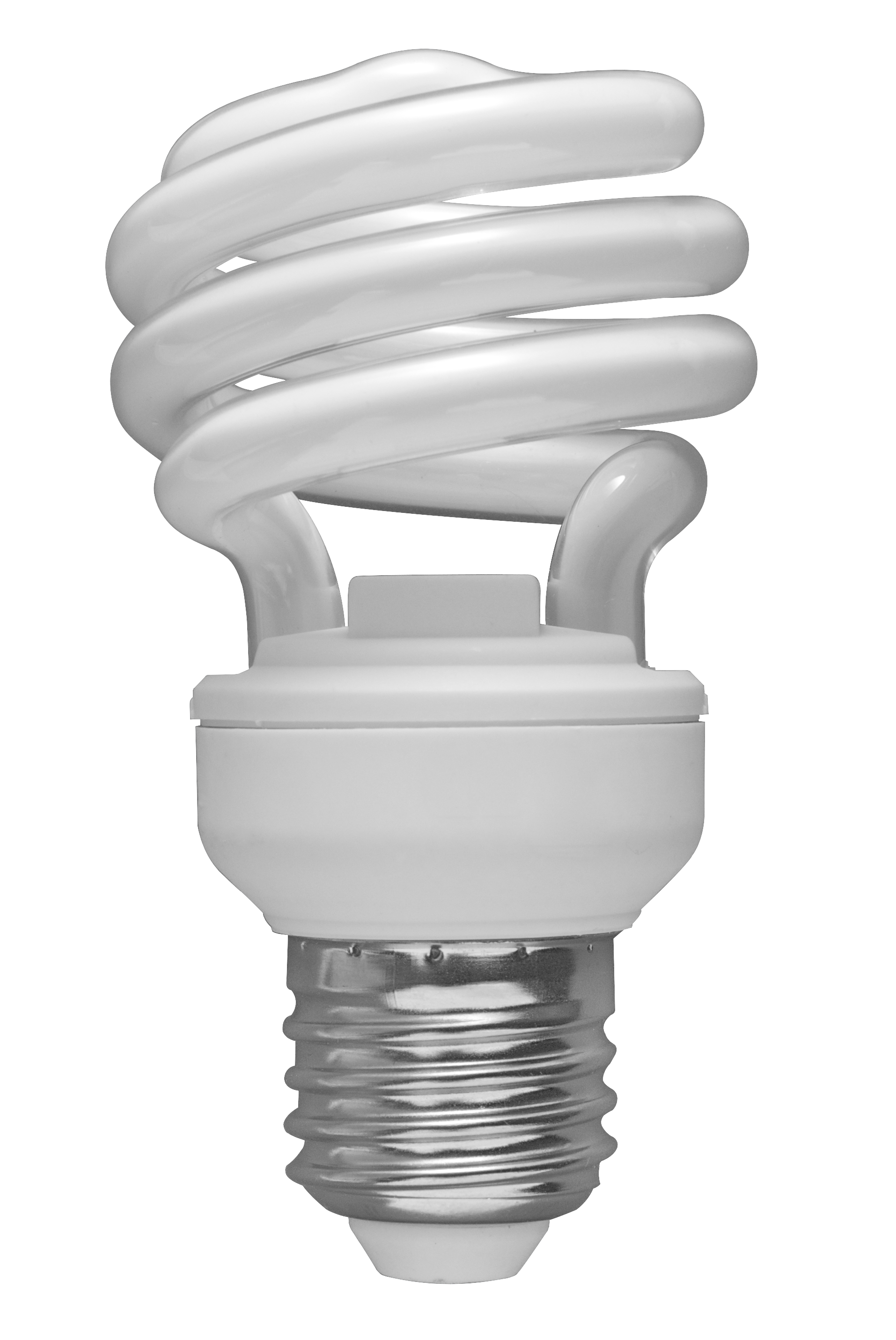White Spiral Compact Fluorescent Energy Saving Light Bulb Isolated Bulb PNG Image