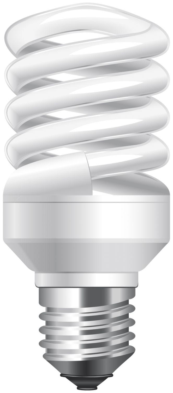 White Spiral Energy Saving CFL Bulb With Ribbed Screw Fitting Transparent Background PNG Image