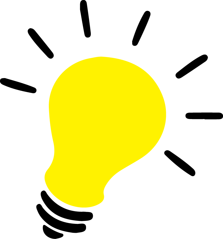 Yellow Cartoon Light Bulb Icon With Black Radiating Lines Isolated Transparent PNG Image