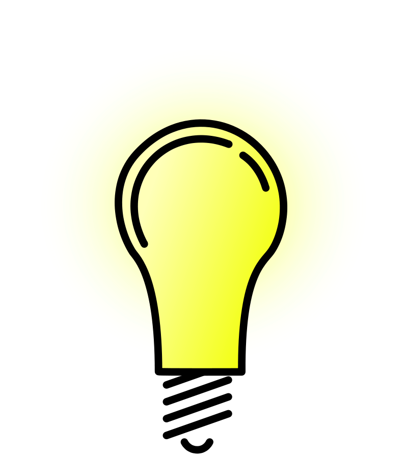 Yellow Light Bulb Outline Icon With Black Filament And Base Isolated Bulb PNG Image