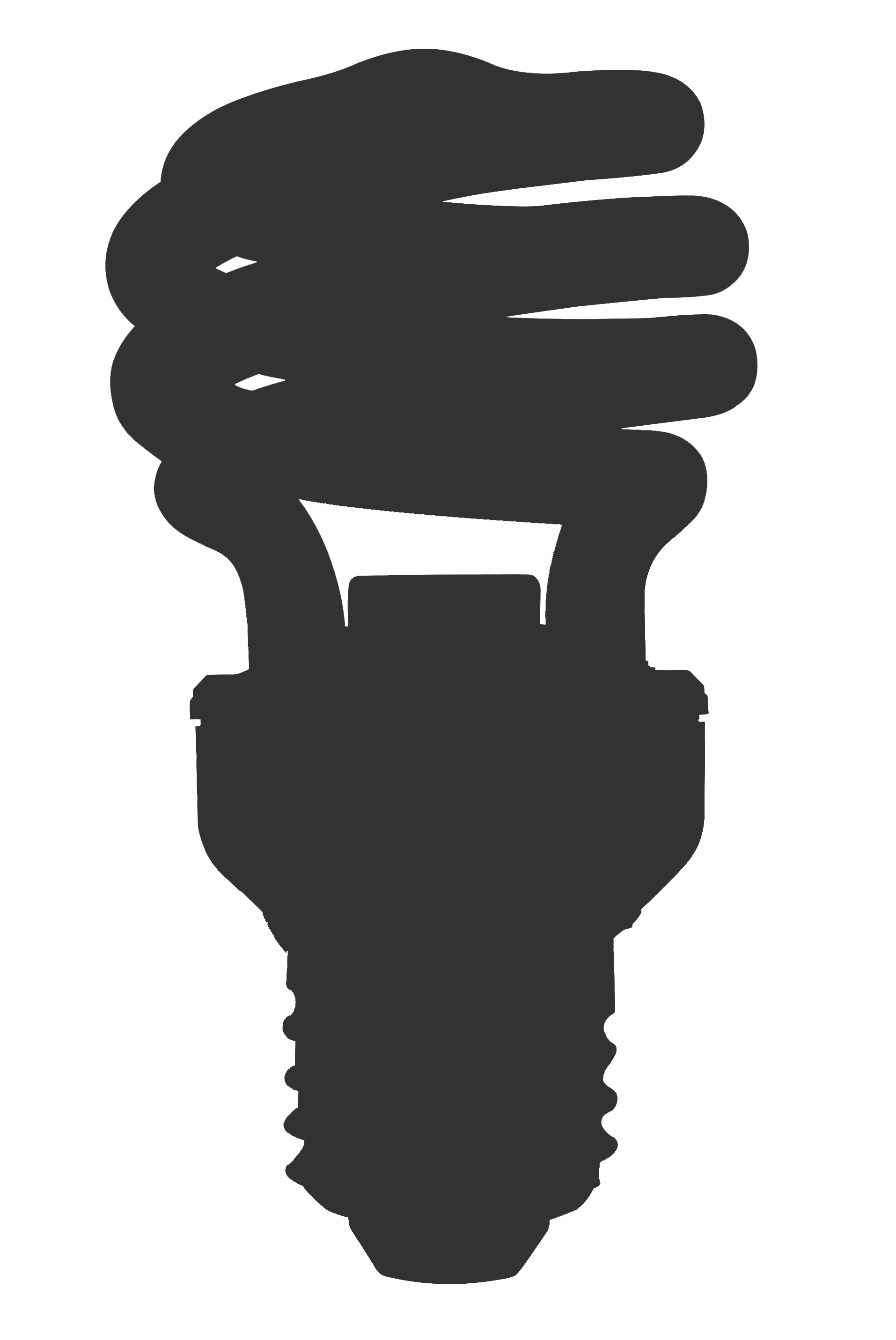 Black Textured Silhouette Of An Energy Saving Light Bulb Transparent PNG Clipart