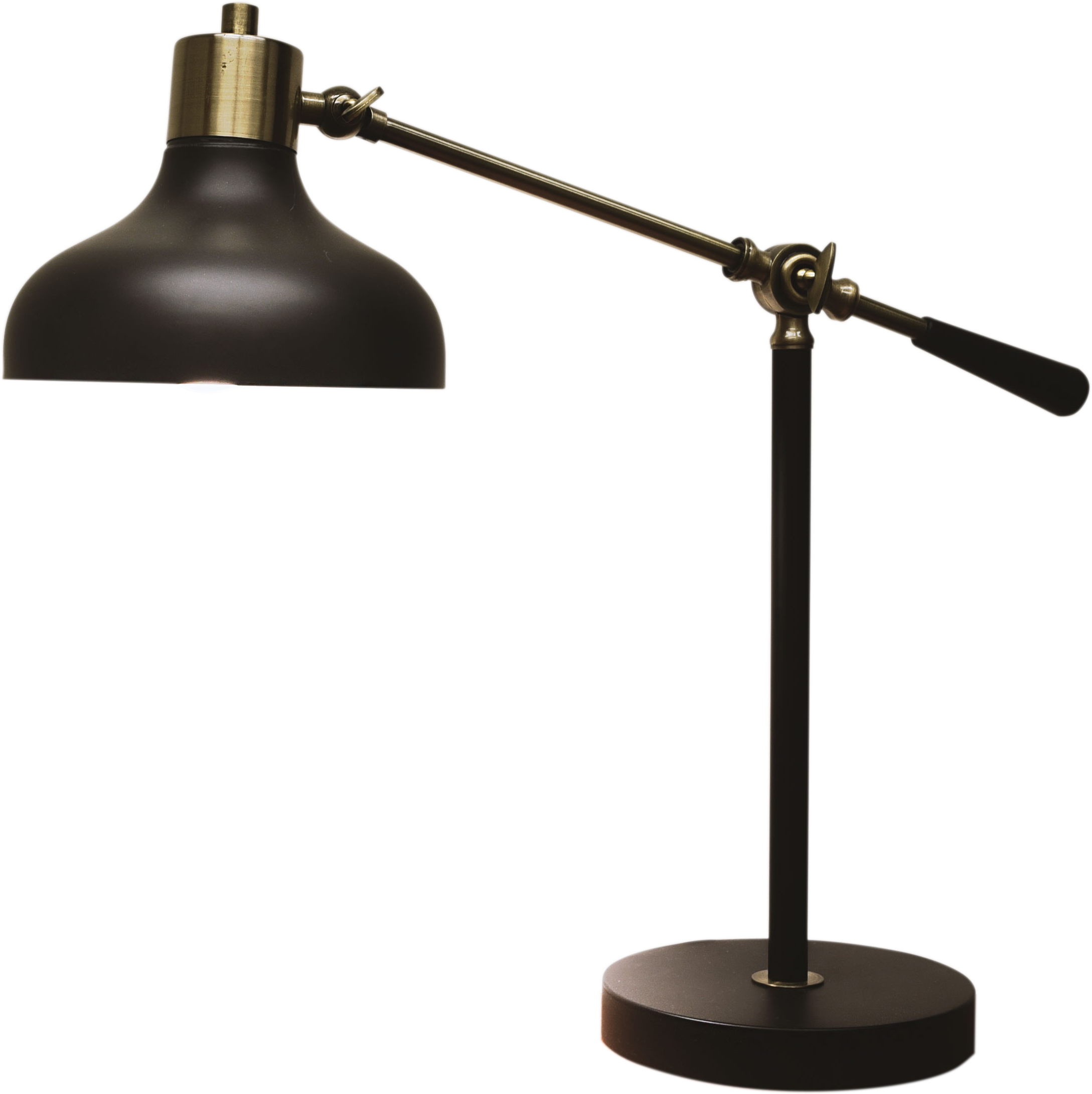 Black Vintage Adjustable Desk Lamp With Long Articulated Arm Transparent PNG Clipart