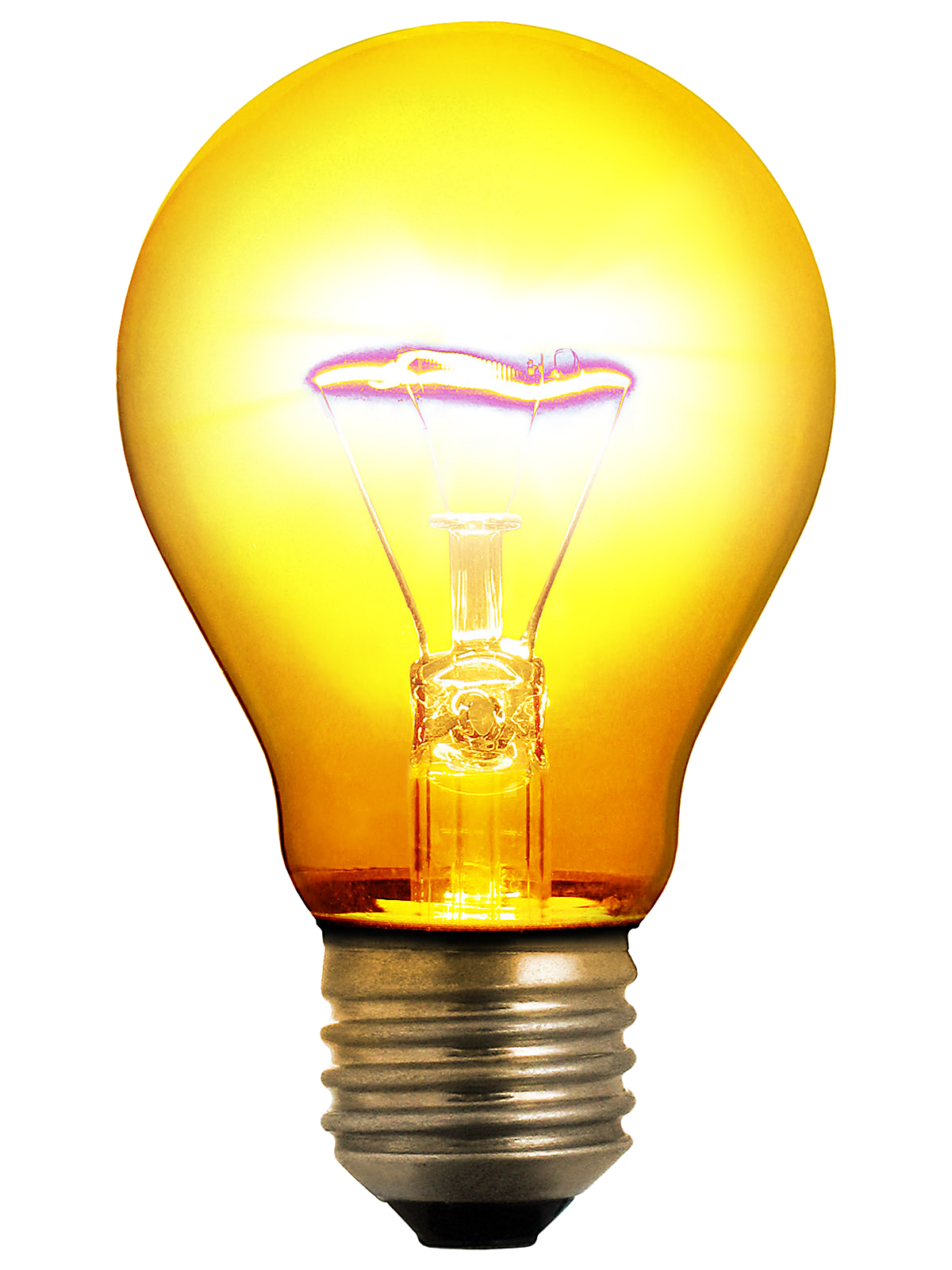 Bright Amber Vintage Bulb Glowing With Exposed Tungsten Filament Lighting Bulb PNG Graphic