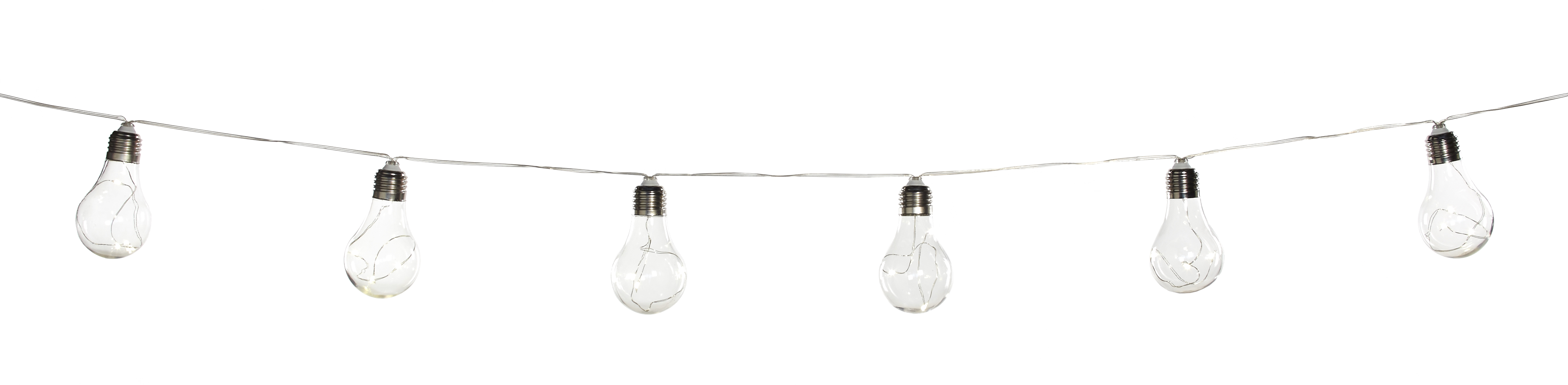 Row Of Small Warm White Decorative String Lights On A Wire Isolated Bulb PNG Image