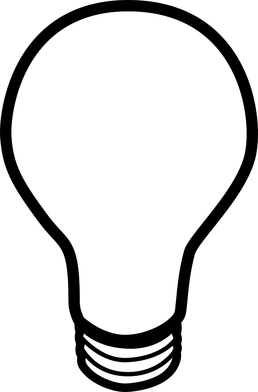 Simple Thin Black Outline Of A Light Bulb And Metal Base Light Bulb Transparent PNG