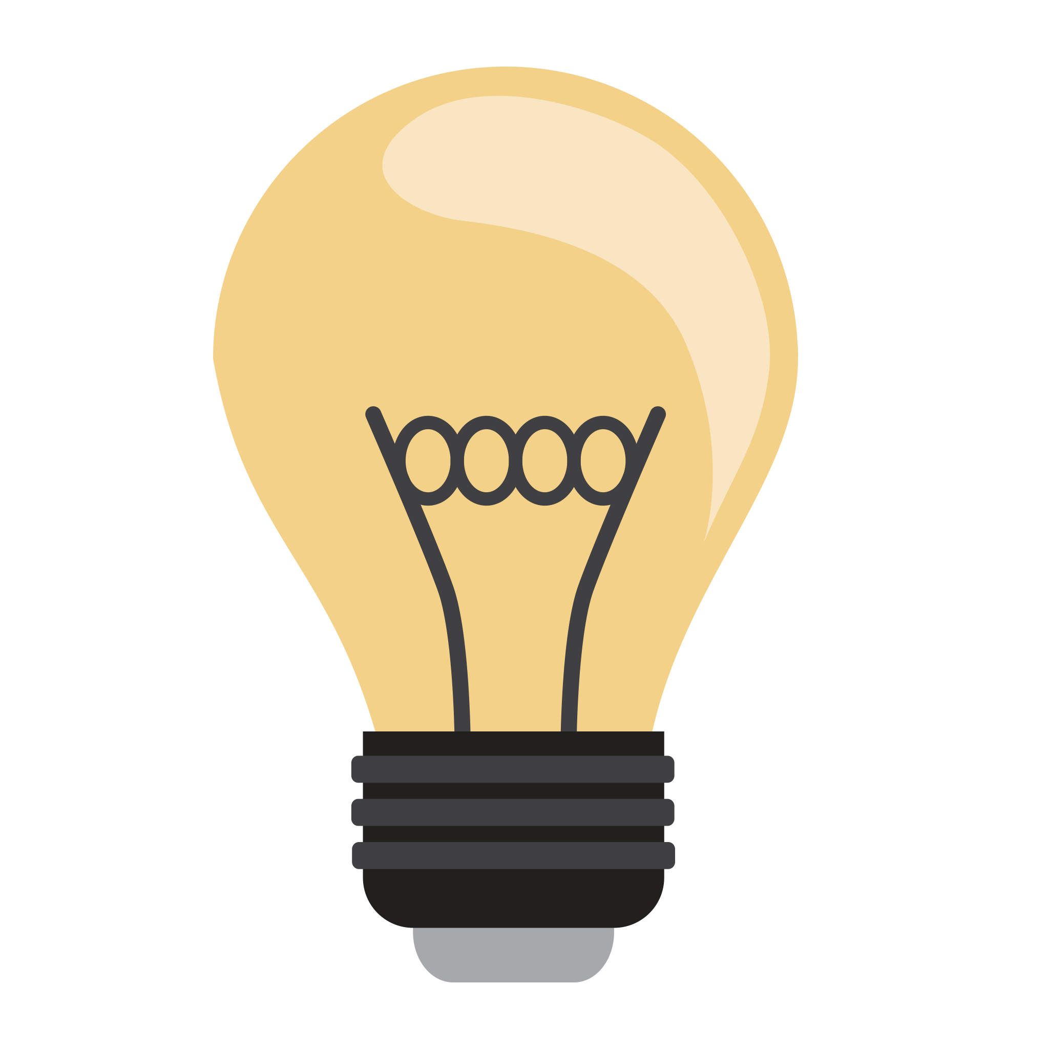 Simple Yellow Cartoon Light Bulb With Black Filament And Base Light Bulb Transparent PNG