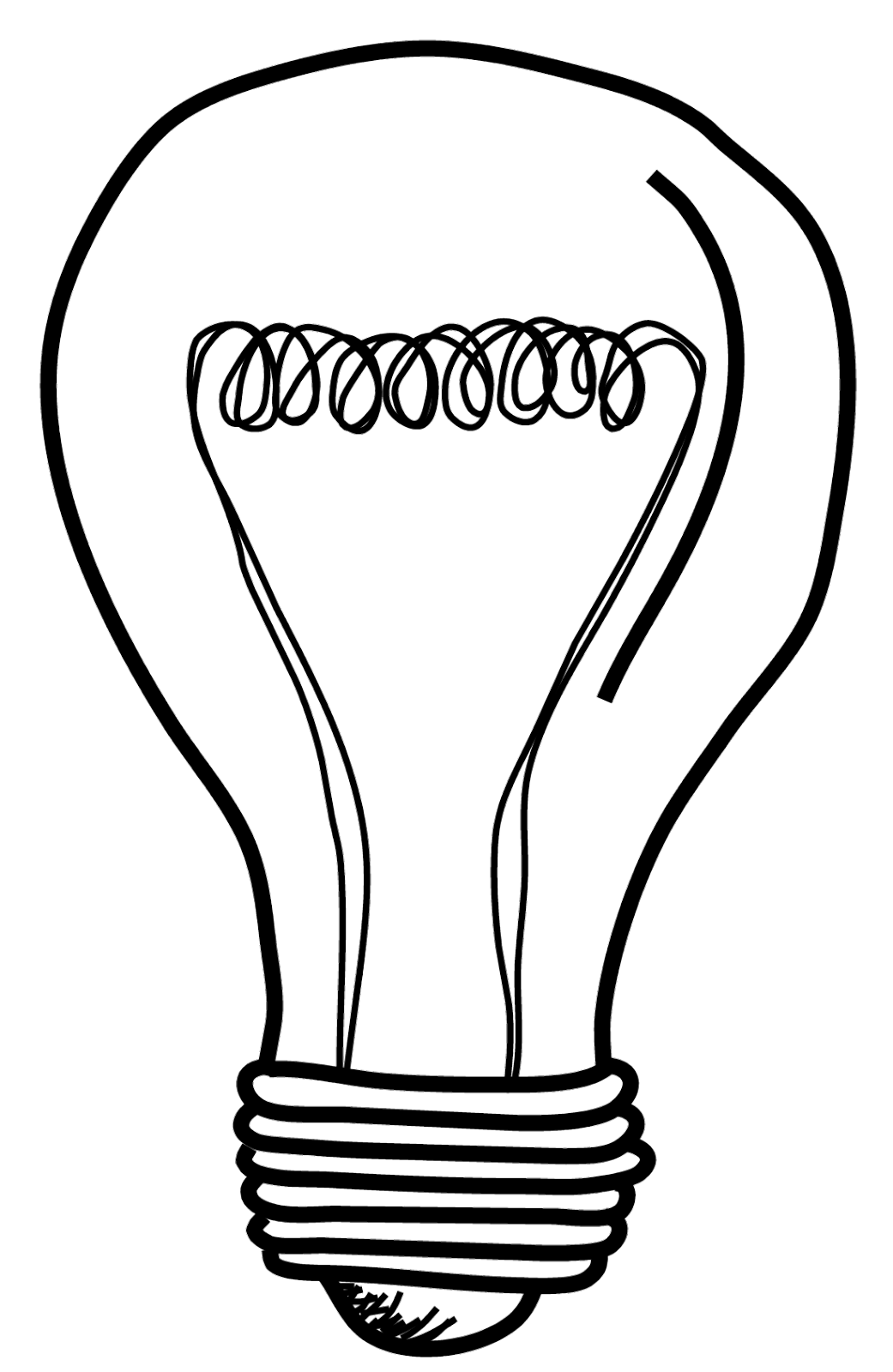 Classic Filament Light Bulb Line Art With Detailed Interior Wires Isolated Bulb PNG Image