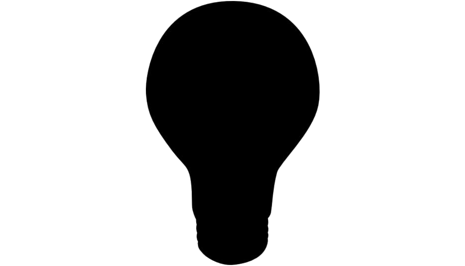 Solid Black Silhouette Of A Classic Round Light Bulb Transparent PNG Clipart