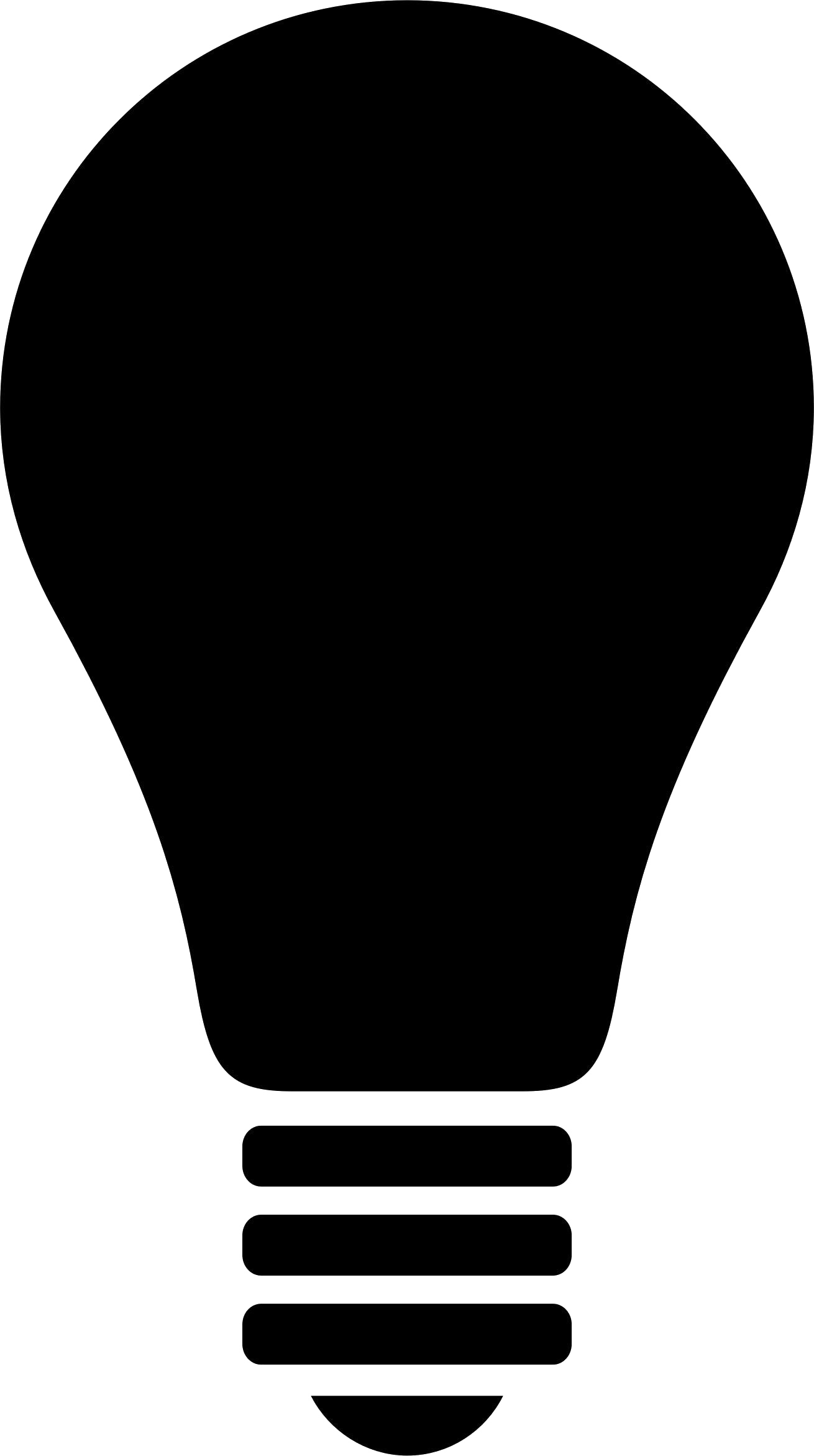 Solid Black Traditional Light Bulb Silhouette With Screw Base Lighting Bulb PNG Graphic