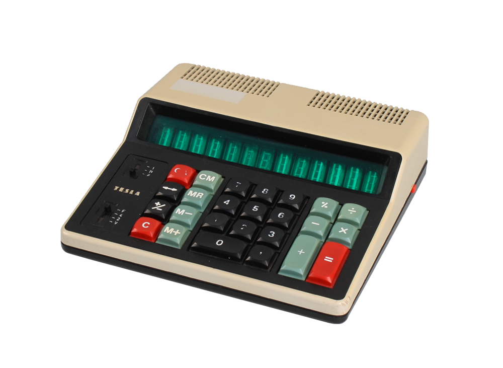 Beige Desktop Adding Machine With Oversized Office Calculator Buttons Isolated Transparent PNG Image