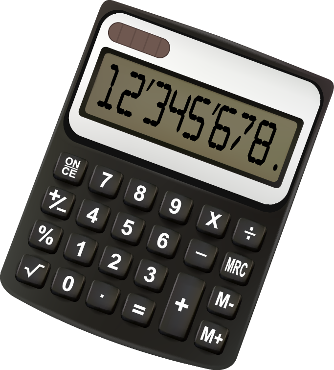 Black Eight Digit Pocket Calculator With Large Raised Number Keys Calculator PNG Illustration