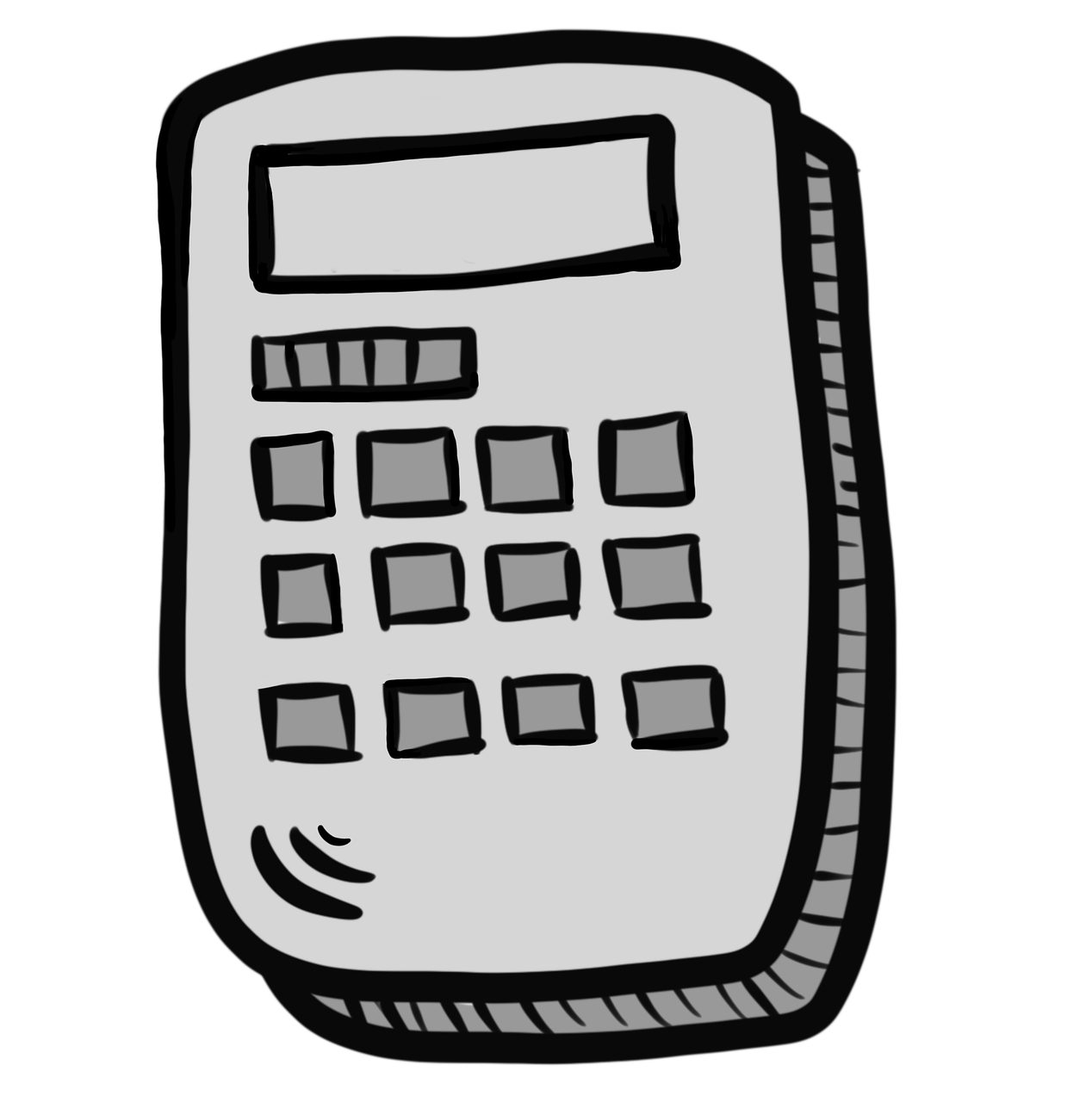 Hand Drawn Pocket Calculator Icon With Outline Keypad And Display Calculator PNG Illustration