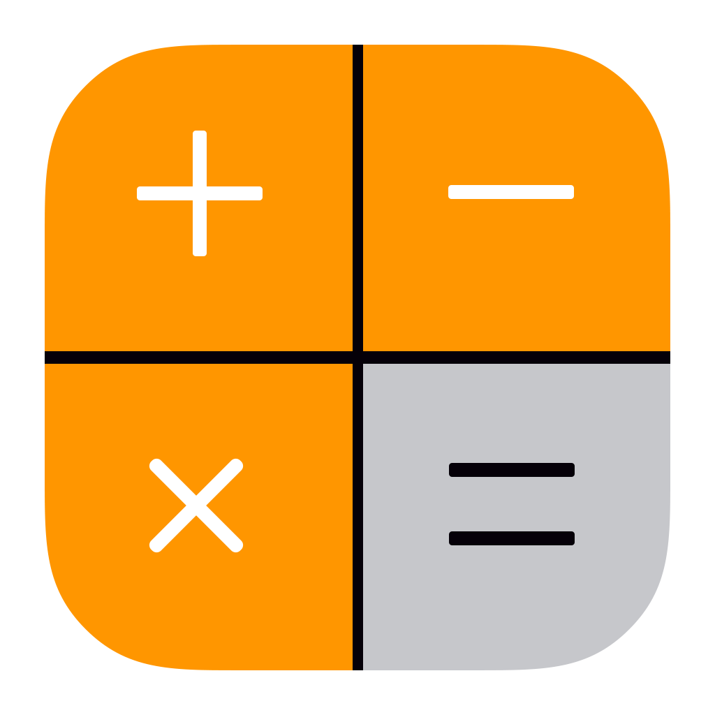 Orange Square Arithmetic Calculator Icon With Four Math Symbols Isolated Transparent PNG Image