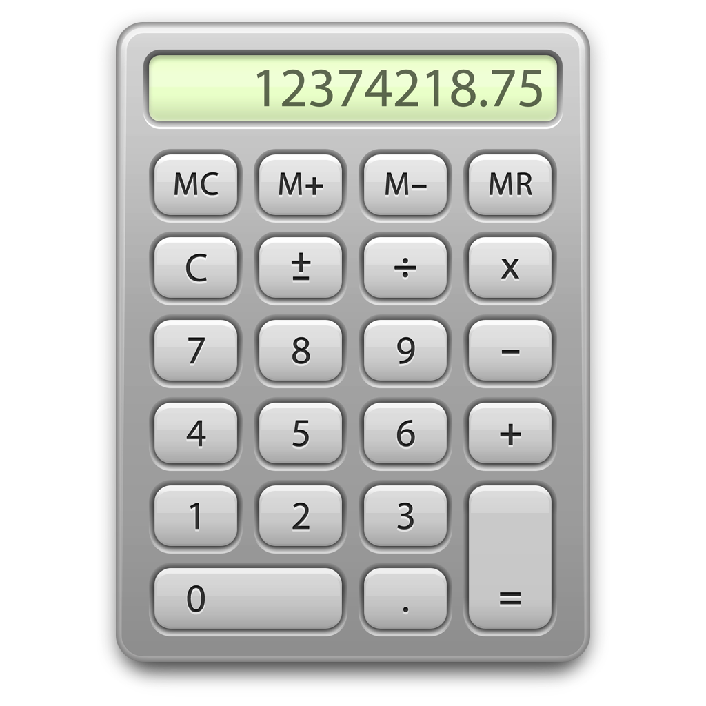 Silver Desktop Calculator With Large LCD And Multicolor Function Keys Office Calculator PNG Graphic
