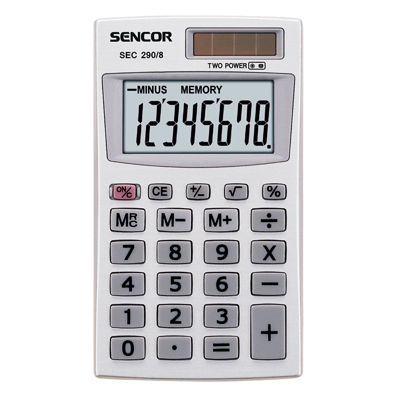 White Pocket Calculator With Large Number Pad And Slim Body Isolated Calculator PNG Image